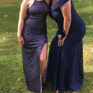 Chevron navy formal dress